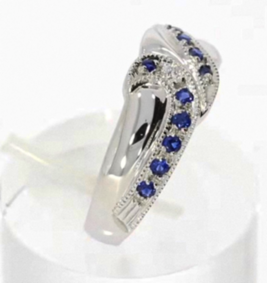 9ct White Gold Blue Sapphire & Diamond Twist Eternity Ring