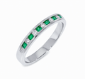 9ct White Gold Emerald & Diamond Eternity Ring