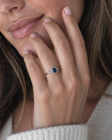 9ct White Gold Blue Sapphire & Diamond Cluster Ring