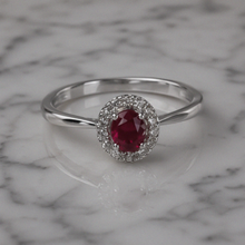 9ct White Gold Ruby & Diamond Cluster Ring