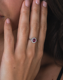 9ct White Gold Ruby & Diamond Cluster Ring