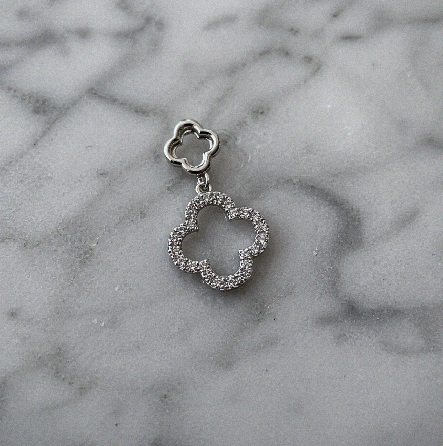 9ct White Gold Diamond Quatrefoil Pendant