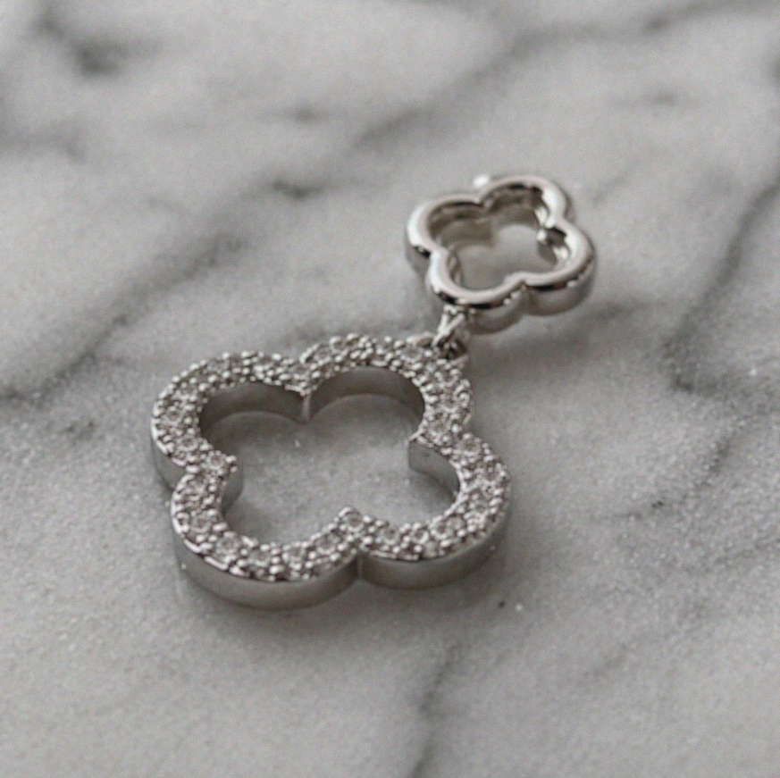 9ct White Gold Diamond Quatrefoil Pendant