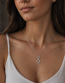 9ct White Gold Diamond Quatrefoil Pendant