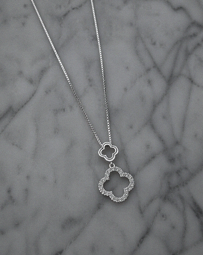 9ct White Gold 0.10ct Diamond Quatrefoil Pendant