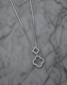 9ct White Gold 0.10ct Diamond Quatrefoil Pendant