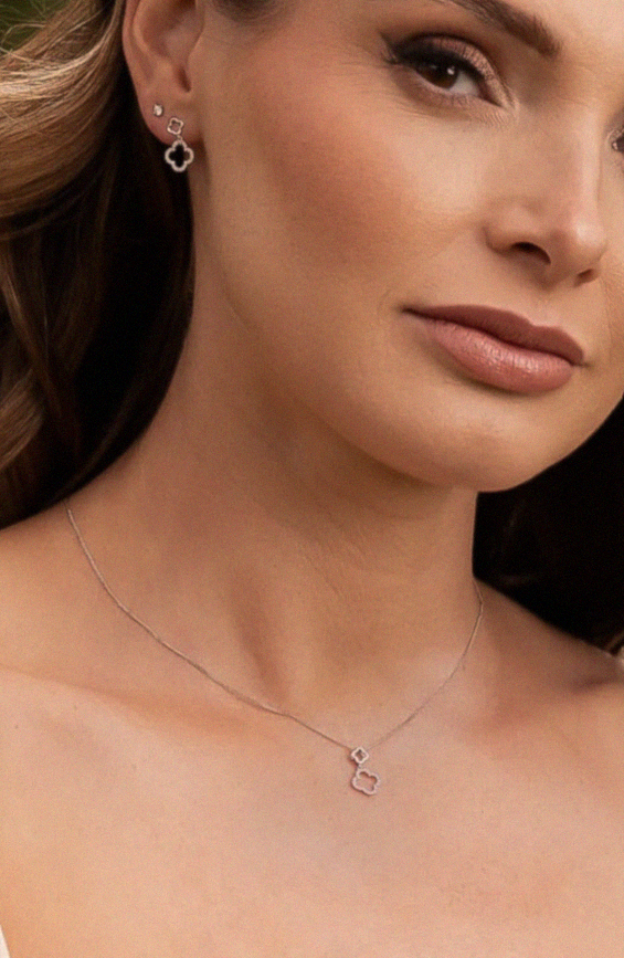 9ct White Gold 0.10ct Diamond Quatrefoil Pendant