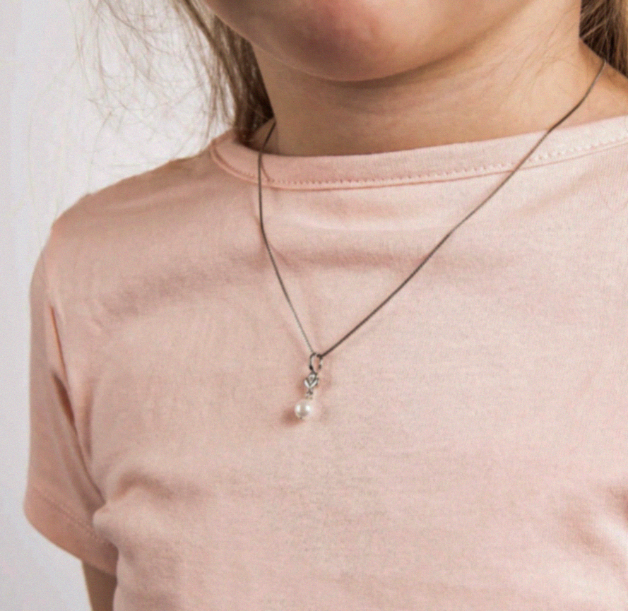 Sterling Silver Diamond & Freshwater Pearl Flower Pendant