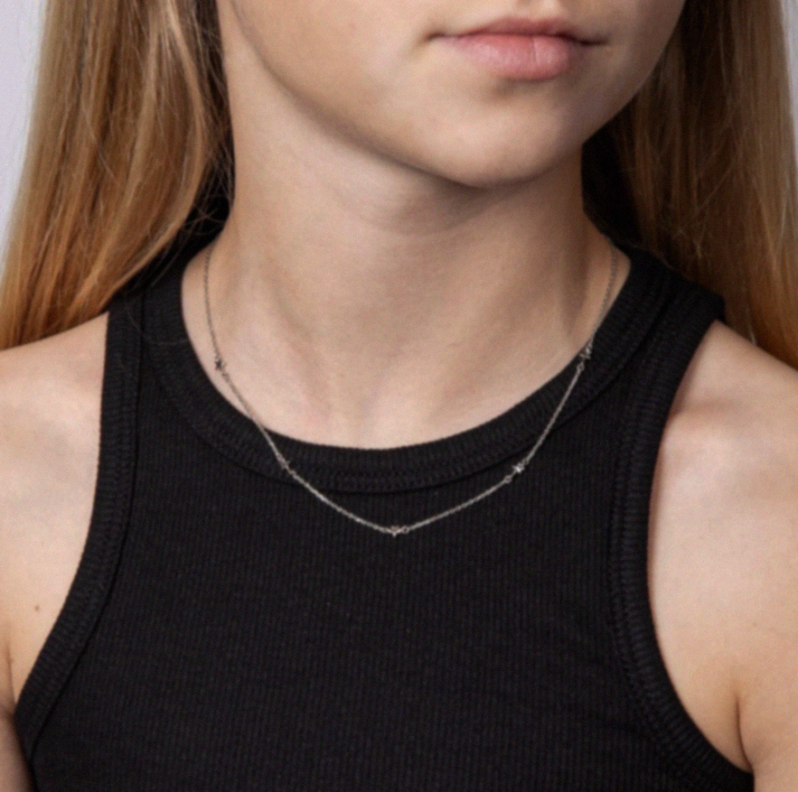 Star Station Necklace Sterling Silver and Diamond
