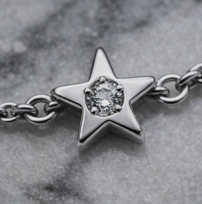 Star Station Bracelet with Natural Diamond