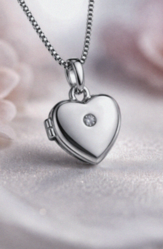 Heart Locket Pendant with Natural Diamond