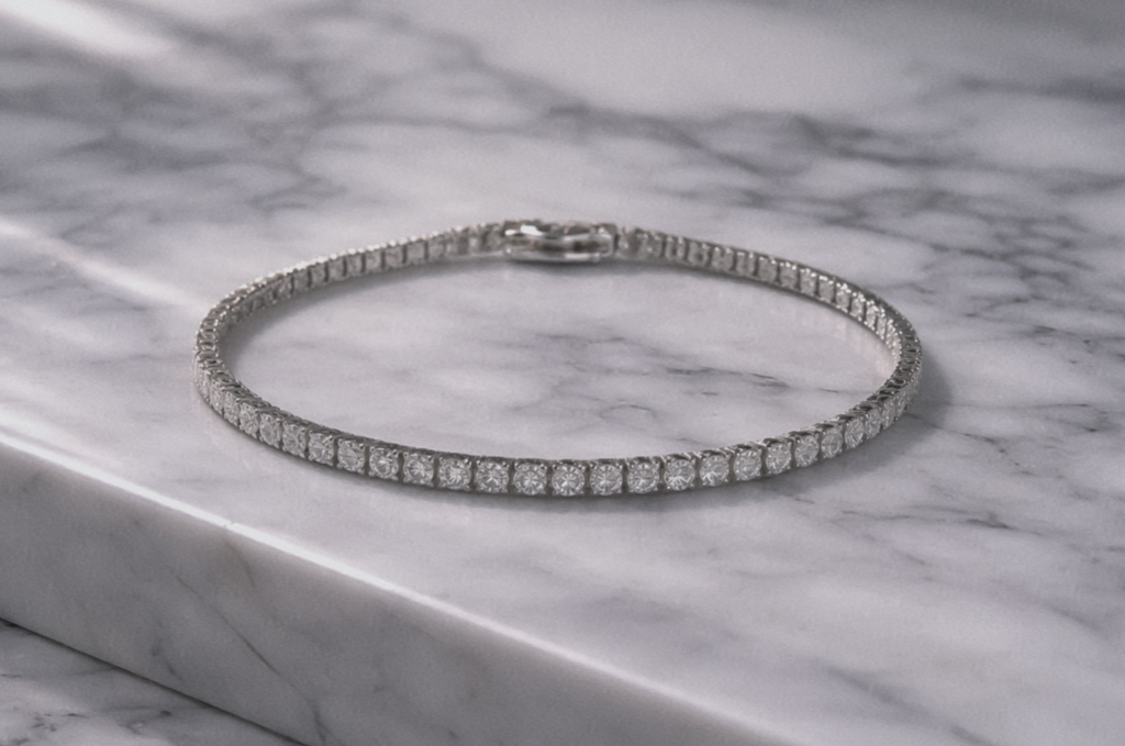 9ct White Gold 3.21ct Lab-Grown Diamond Tennis Bracelet