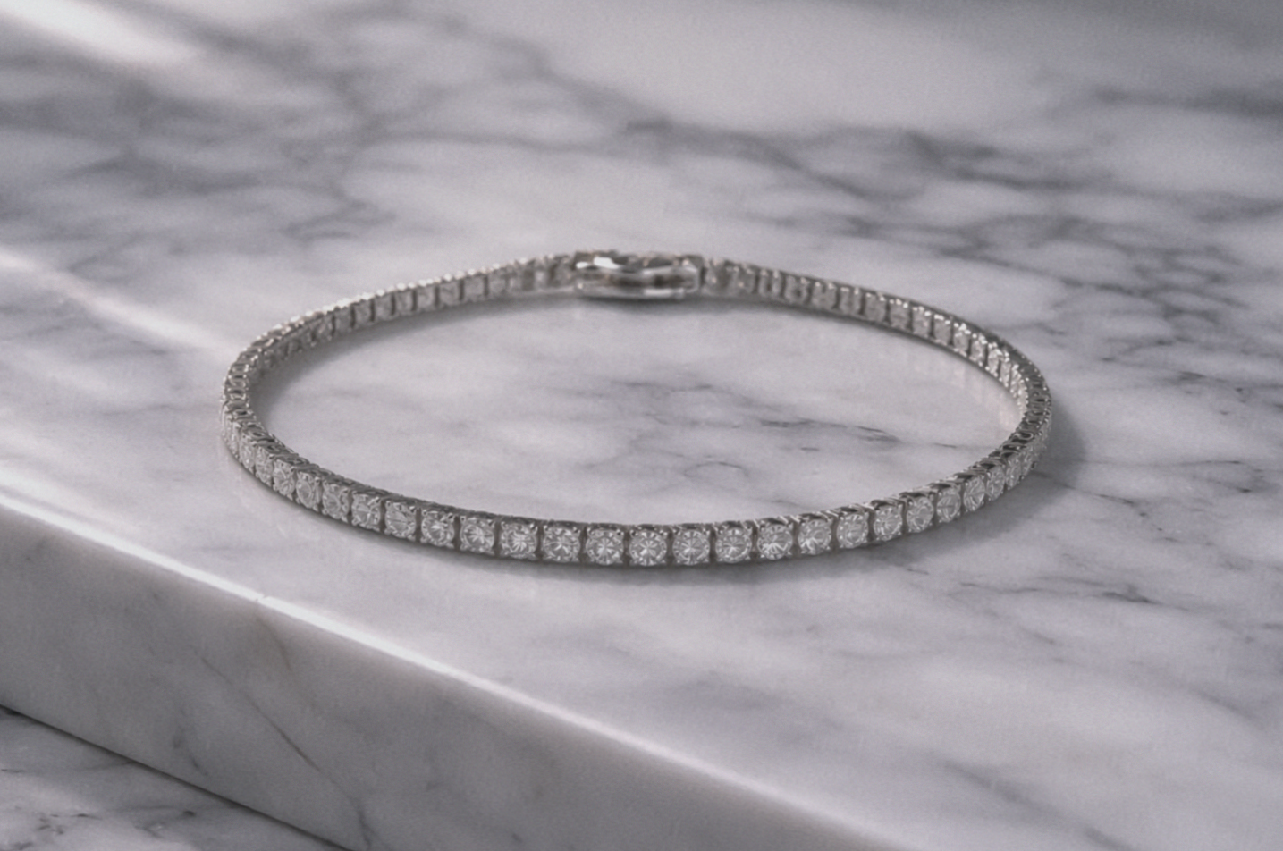 9ct White Gold 3.21ct Lab-Grown Diamond Tennis Bracelet