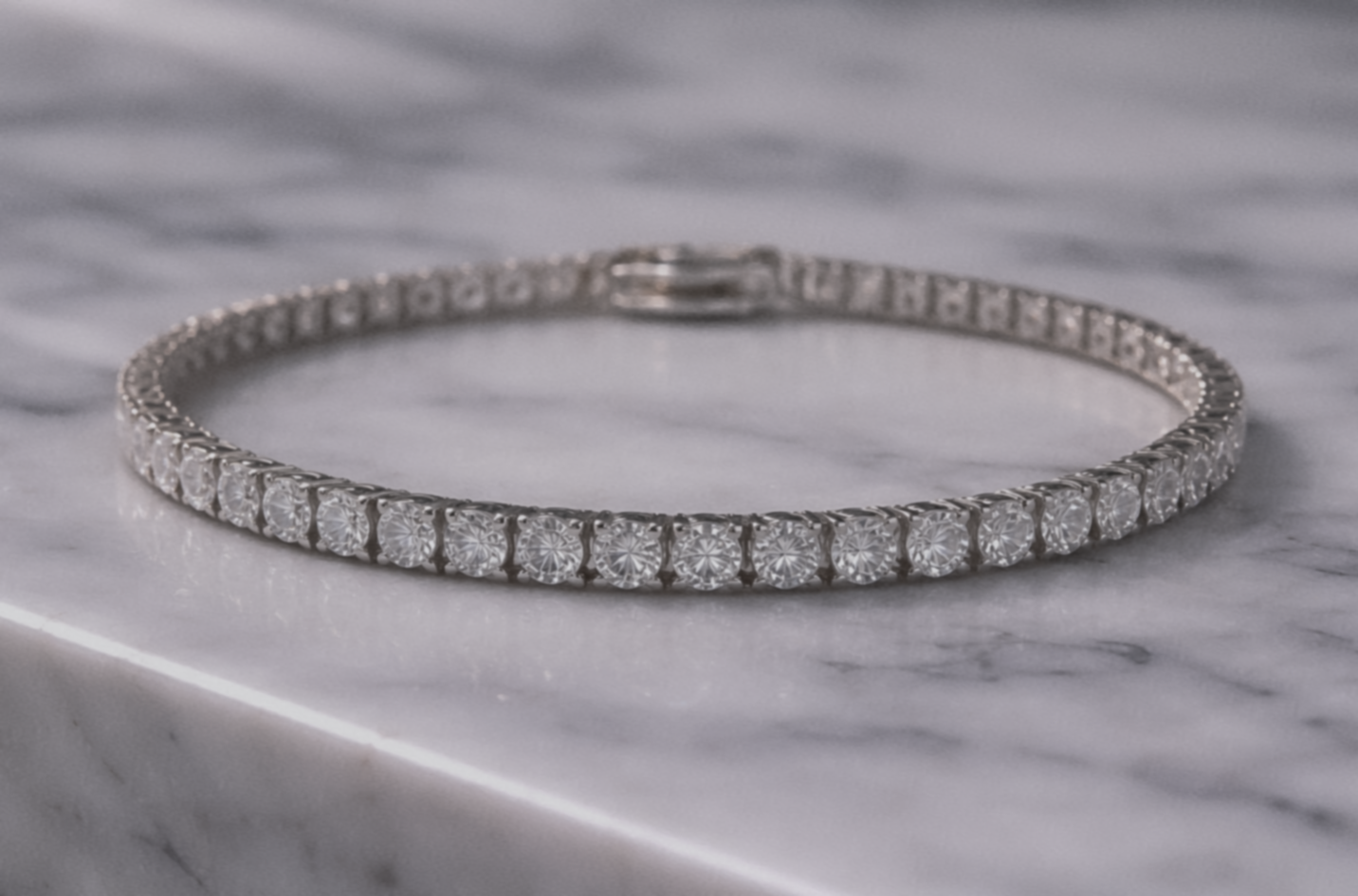 9ct White Gold 3.21ct Lab-Grown Diamond Tennis Bracelet