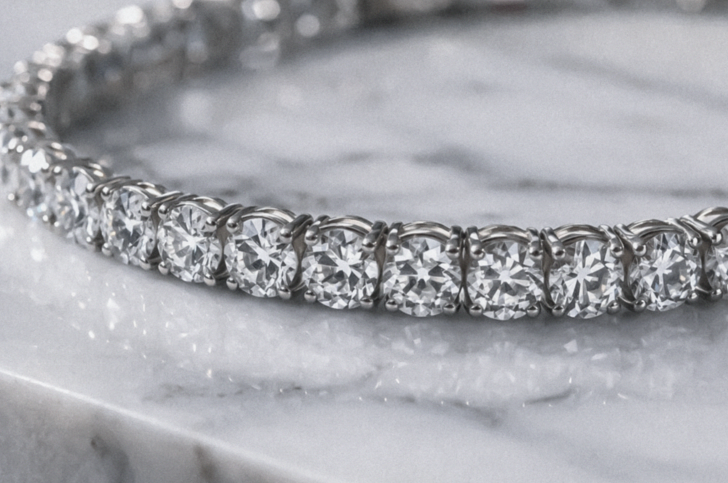 9ct White Gold 8.20ct Lab-Grown Diamond Tennis Bracelet
