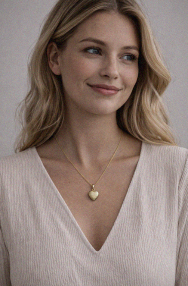 9ct Gold Heart Locket Pendant Engraved Design