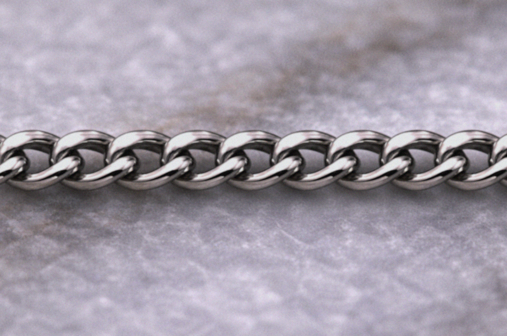 9ct White Gold 0.6mm Curb Chain - 46cm