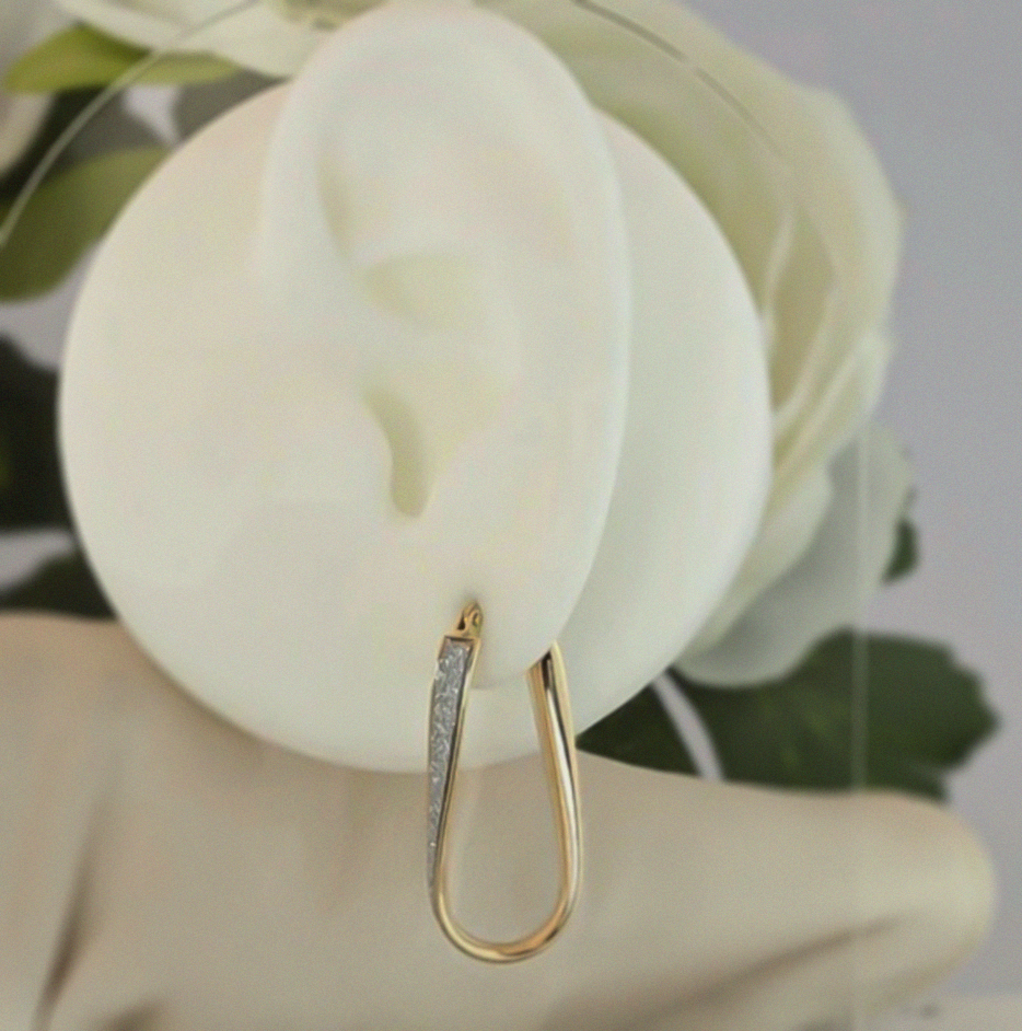 9ct Yellow Gold Twisted Glitter Hoop Earrings 28.5mm