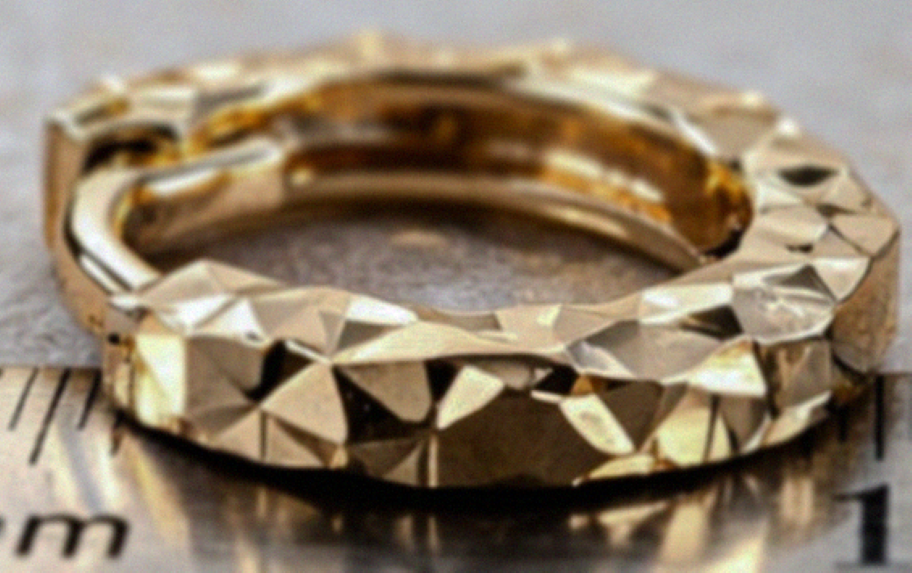 9ct Yellow Gold Diamond-Cut Hoop Earrings – Textured Mini Hoops