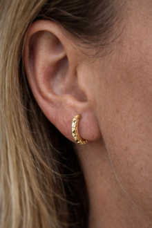 9ct Yellow Gold Diamond-Cut Mini Hoop Earrings