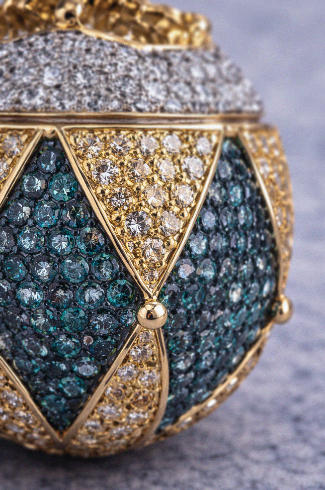18ct White Gold 3ct diamond Fabergé Egg Charm Pendant.