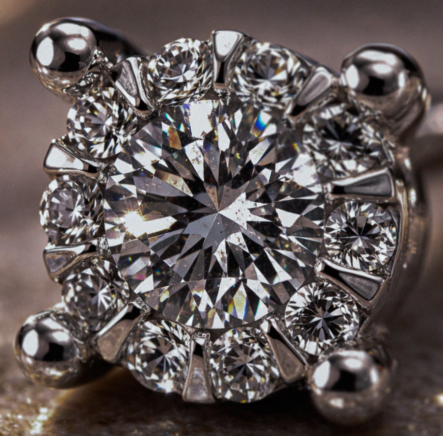9ct White Gold Natural Diamond Cluster Stud Earrings