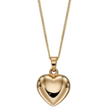 9ct Yellow Gold Small Heart Pendant Necklace – 46cm Curb Chain