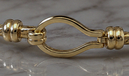 9ct Yellow Gold Plain Twisted Hook Bangle – 12.4g