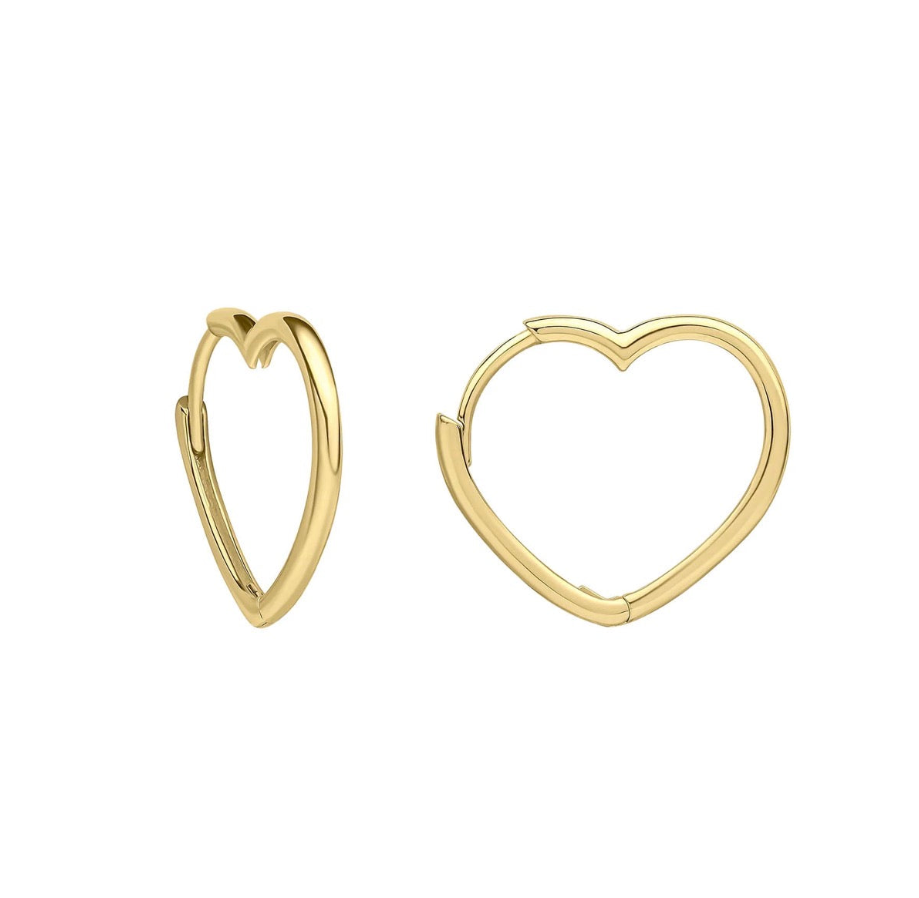 9ct Yellow Gold Open Heart Hoops