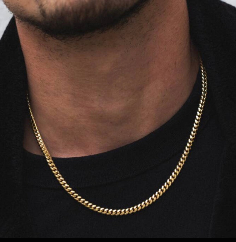 Men’s Gold Plated Cuban Chain Necklace – 4mm | Sterling Silver