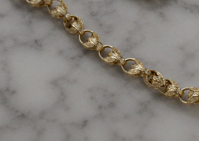 9ct Yellow Gold Tulip Link Necklace – Medium Plain Finish