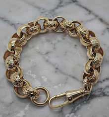9ct Yellow Gold Engraved & Plain Belcher Bracelet