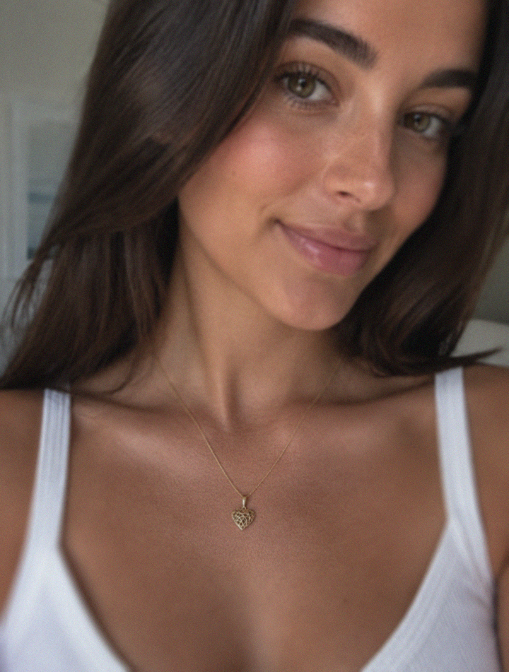 9ct Gold Caged Heart Pendant Necklace
