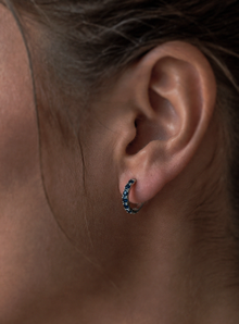 9ct White Gold Blue Sapphire Hoop Earrings