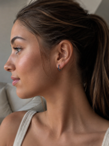 9ct White Gold Blue Sapphire Hoop Earrings