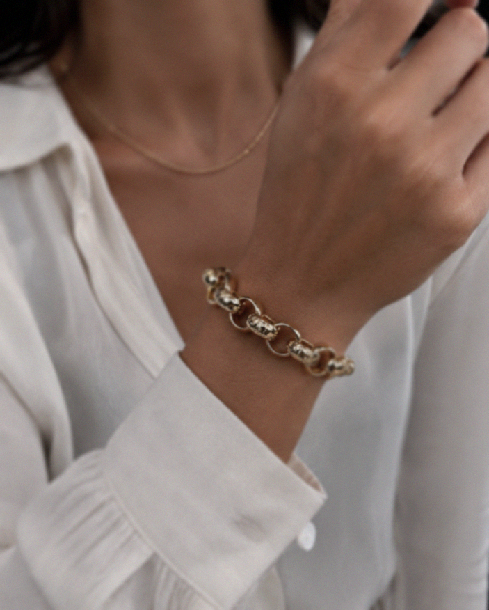 9ct Yellow Gold Engraved & Plain Belcher Bracelet – 13mm
