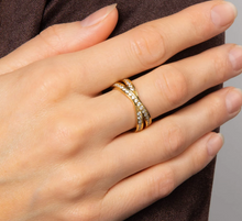 Diamonfire Gold-Plated Silver Cubic Zirconia Crossover Ring