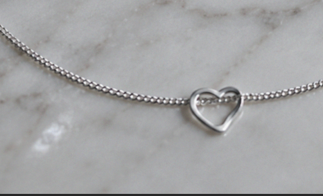 Sterling Silver Heart Anklet 23cm