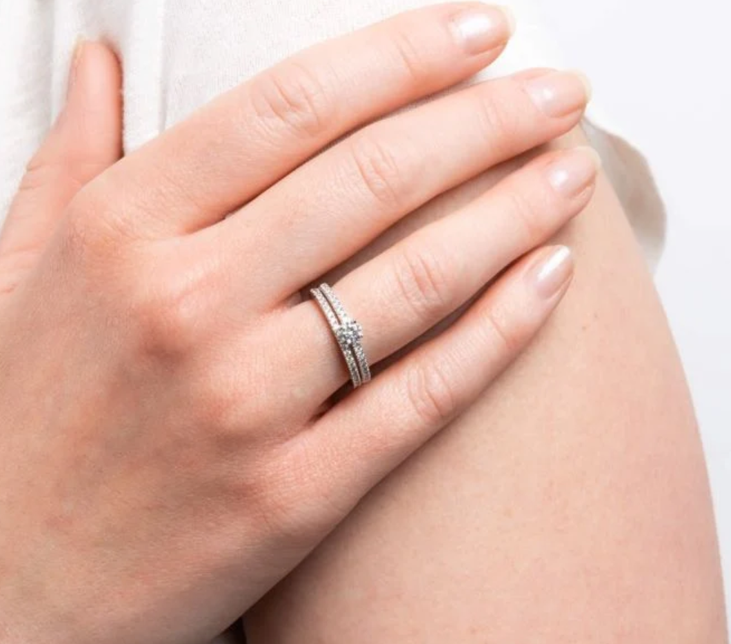 Diamonfire Sterling Silver Zirconia Bridal Ring Set