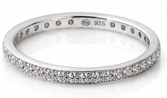 Sterling Silver Cubic Zirconia Pavé Eternity Ring