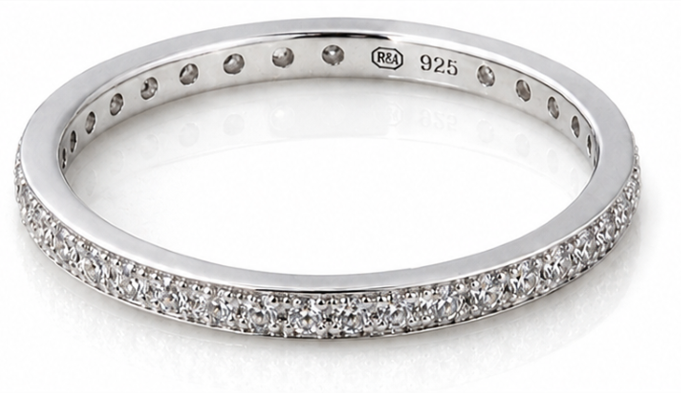 Sterling Silver Cubic Zirconia Pavé Eternity Ring