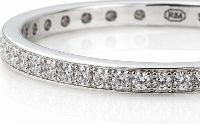 Sterling Silver Cubic Zirconia Pavé Eternity Ring