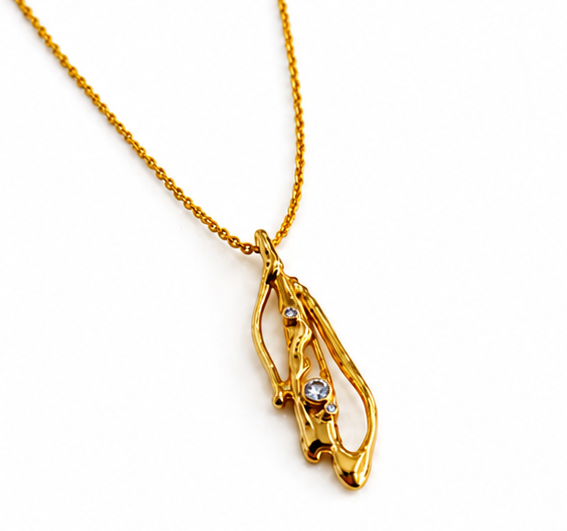 Banyan 18ct Gold Vermeil Lab-Grown Diamond Organic Pendant Necklace