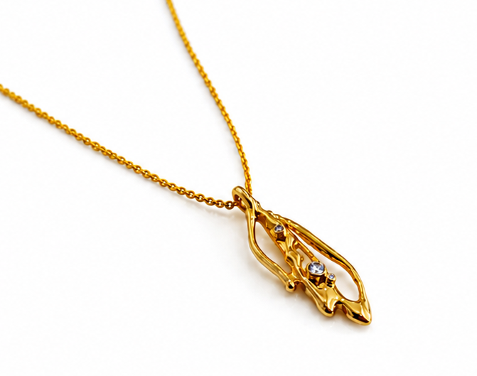 Banyan 18ct Gold Vermeil Lab-Grown Diamond Organic Pendant Necklace