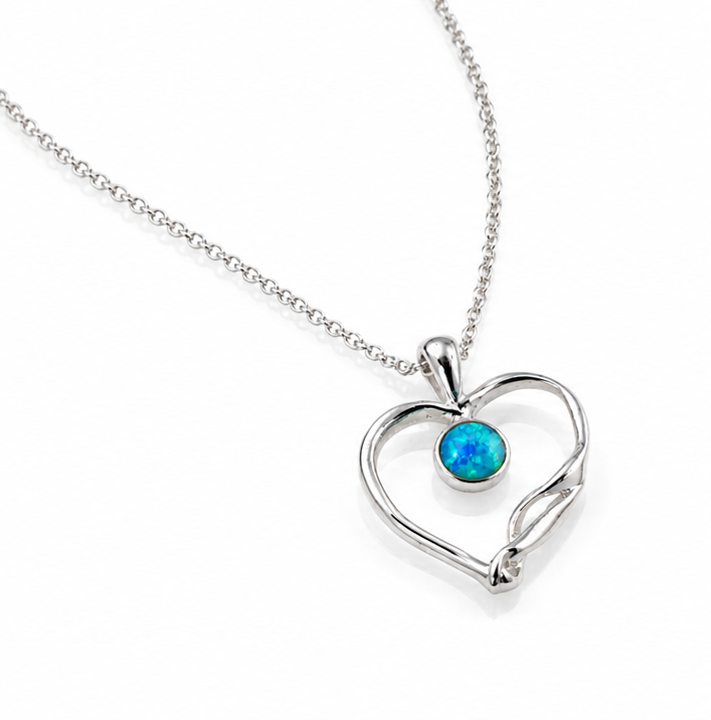 Banyan Blue Opalite Open Heart Pendant Necklace