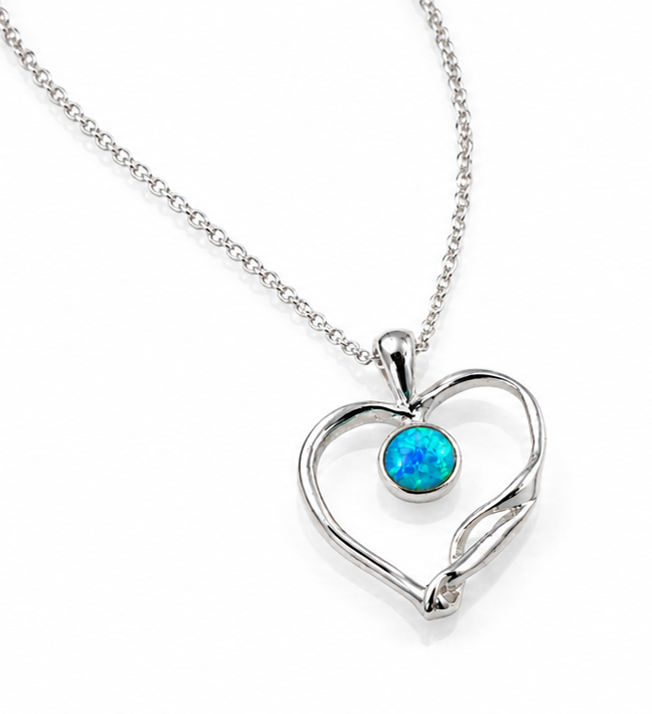 Banyan Blue Opalite Open Heart Pendant Necklace