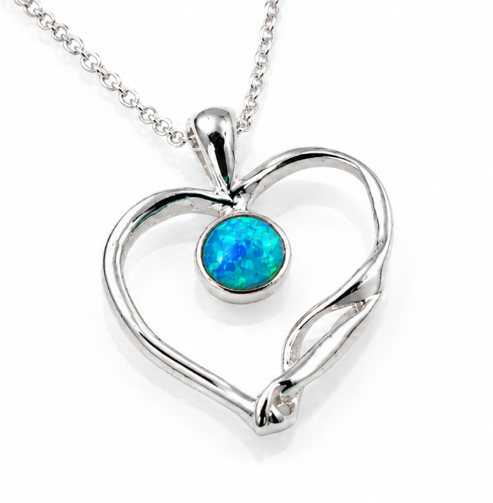 Banyan Blue Opalite Open Heart Pendant Necklace