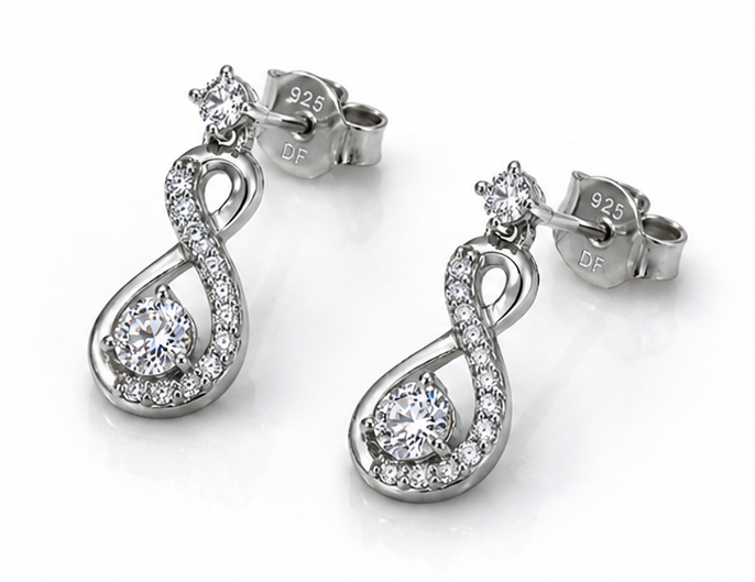 Diamonfire Sterling Silver Zirconia Infinity Drop Earrings