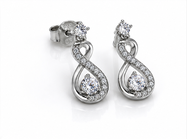Diamonfire Sterling Silver Zirconia Infinity Drop Earrings