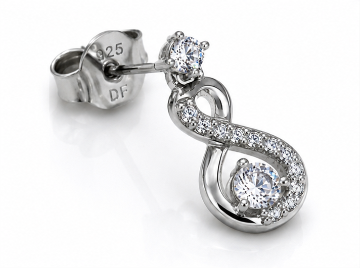 Diamonfire Sterling Silver Zirconia Infinity Drop Earrings